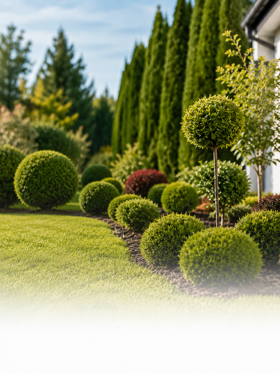 Hausmeister bei der Gartenpflege und dem Formschnitt